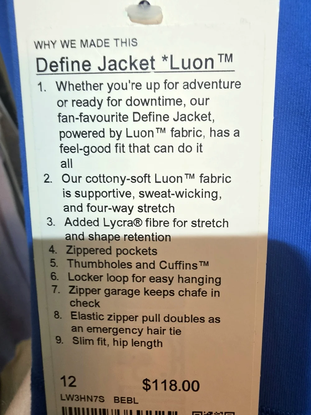 NWT Lululemon 12 Define Jacket *Luon